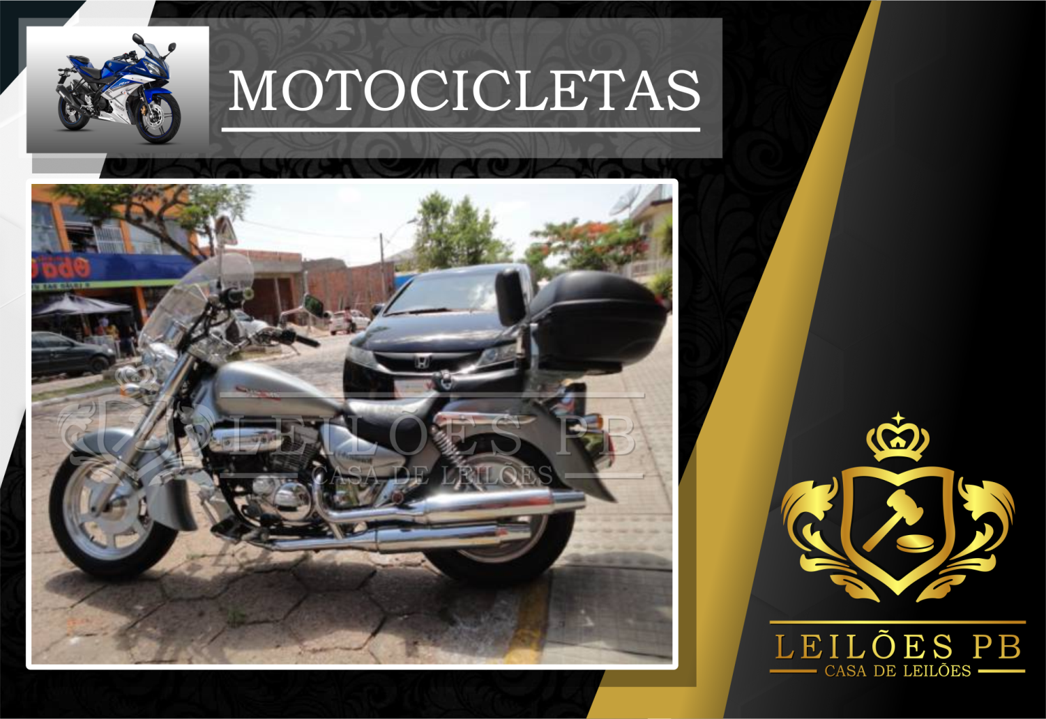 <center><big><b>LEILÃO de MOTOCICLETAS</b></center> <center></big>Recuperados de Financiamento<br> </center>